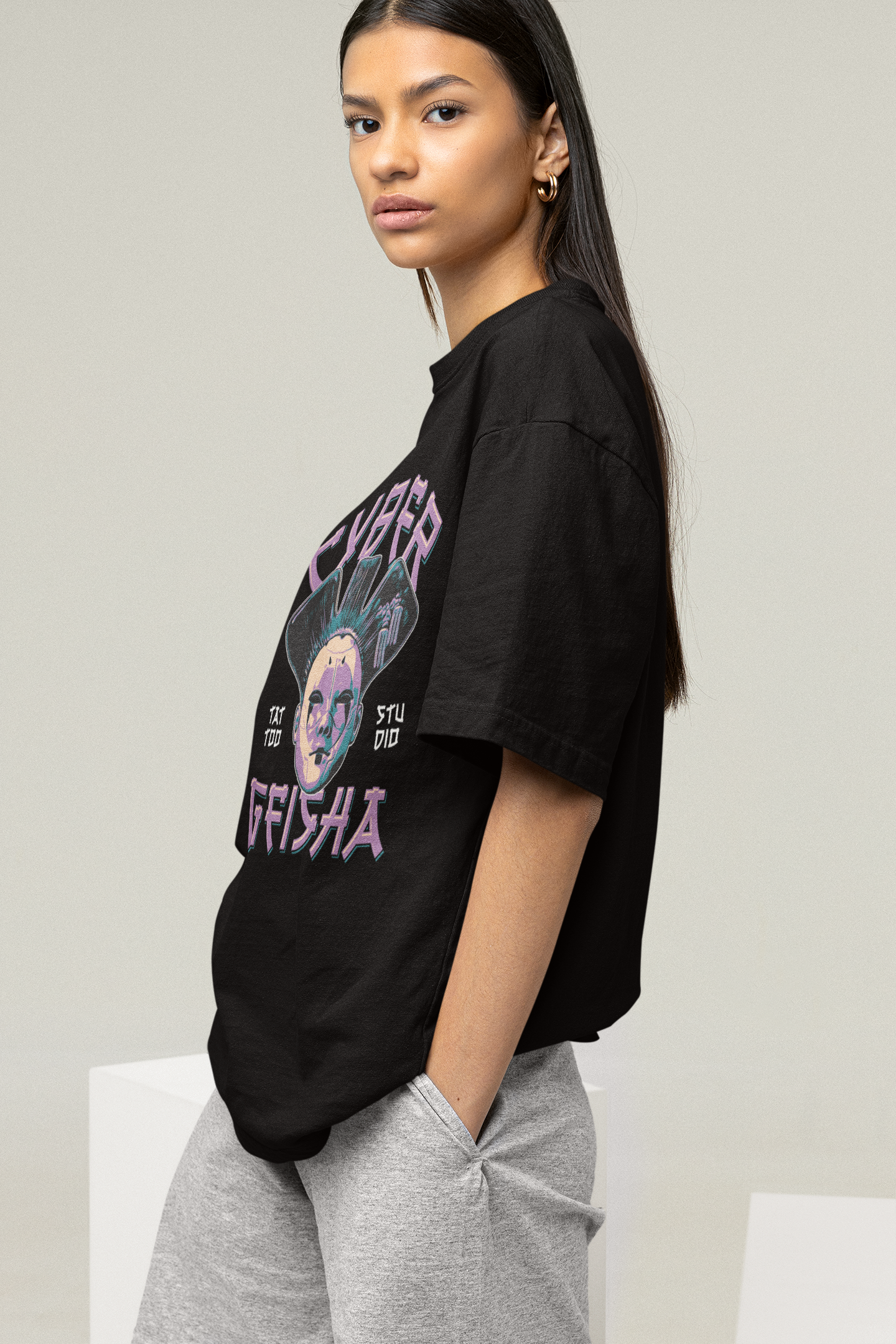 Cyber Geisha Vibes Women's Oversized T-Shirt