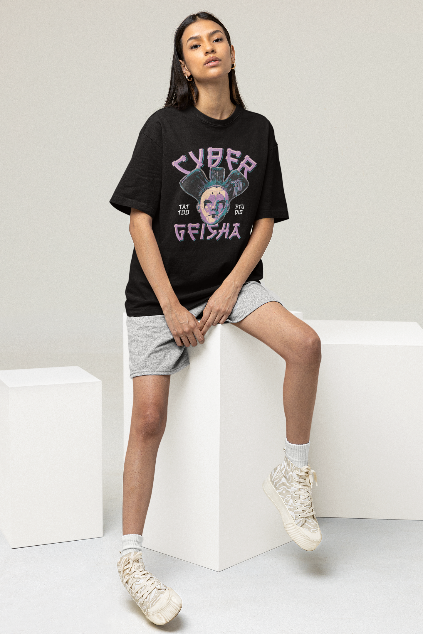 Cyber Geisha Vibes Women's Oversized T-Shirt