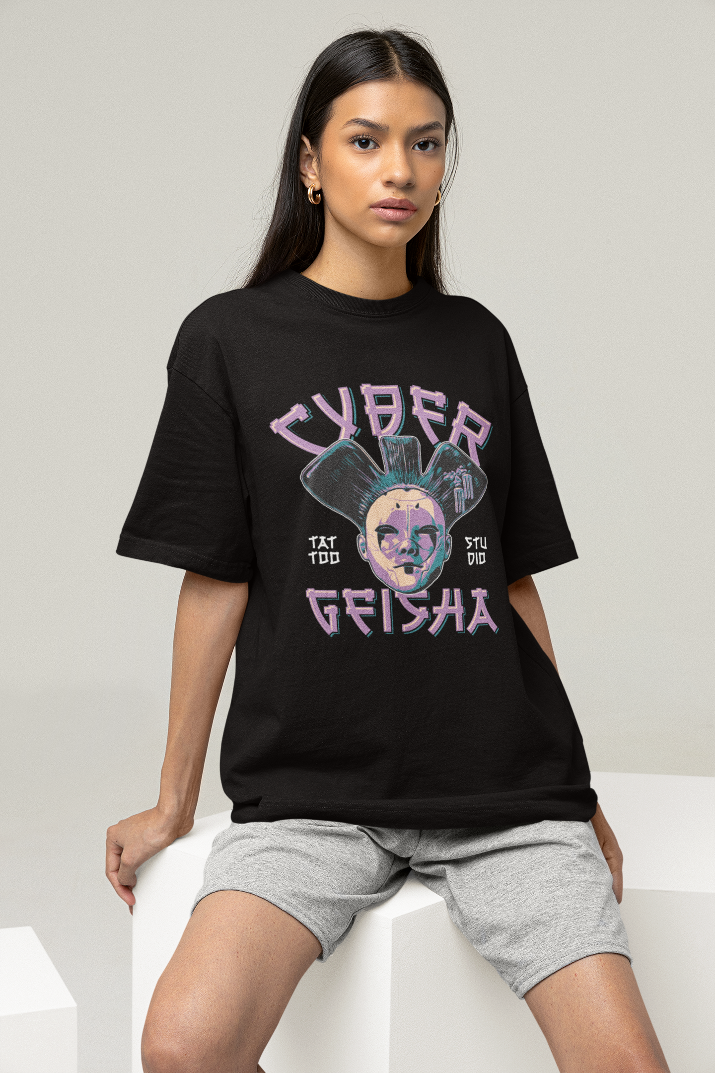 Cyber Geisha Vibes Women's Oversized T-Shirt